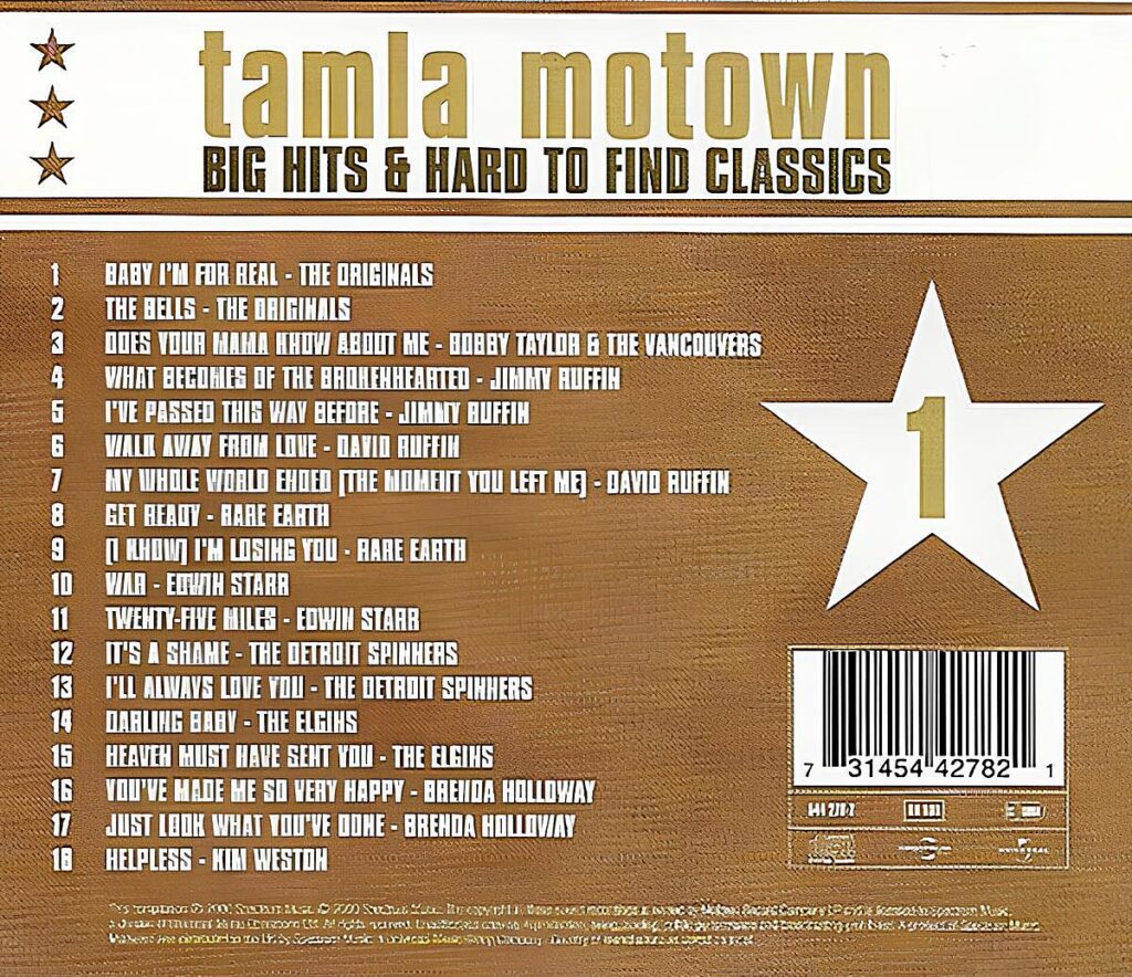 Tamla Motown Big Hits Hard To Find Classics Volume One Berk Plak 2583